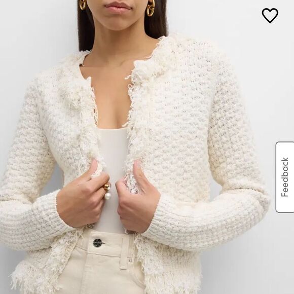 NWT A.L.C. April Fringe Open-Front Cardigan Cream Small - Picture 13 of 13